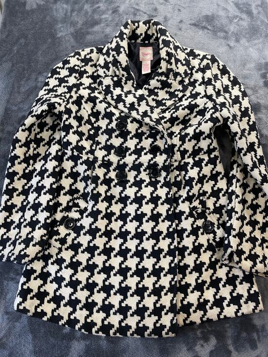 Candie's Jackets & Blazers - Candies Womens Size Large Black White Houndstooth Double Breasted Peacoat Y2K